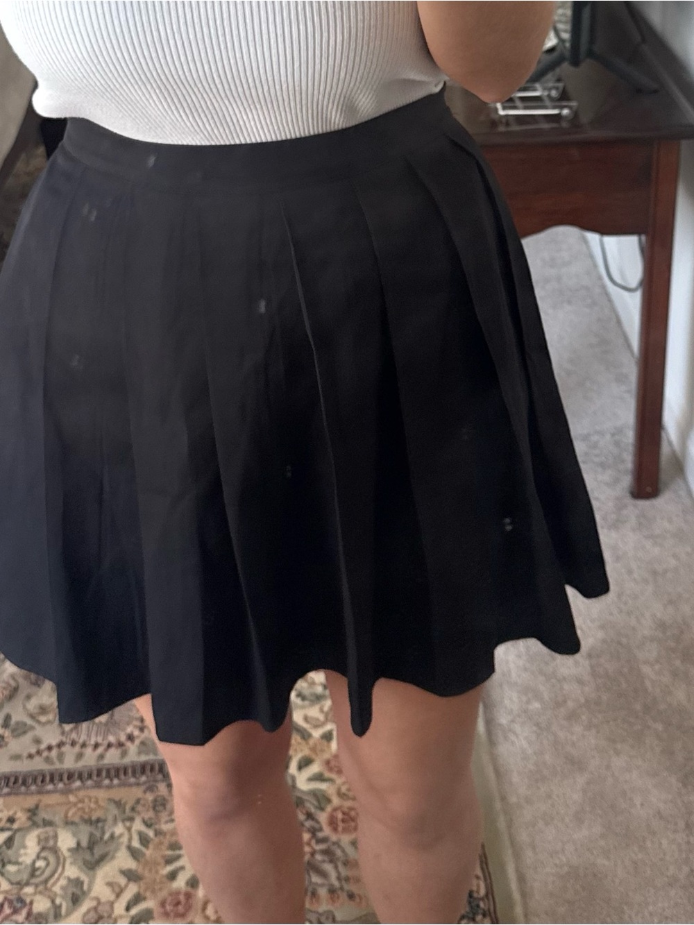 SHEIN Black Pleated Skater Mini Skirt